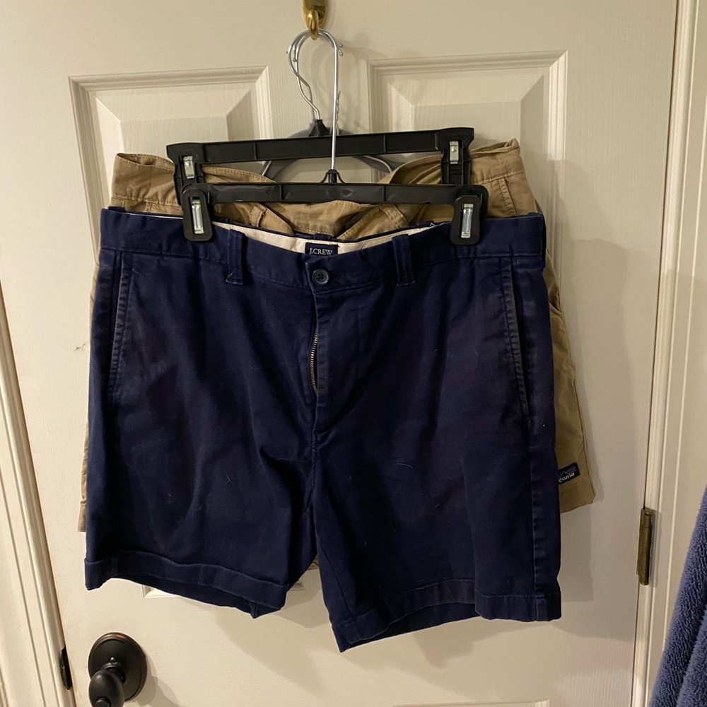 J. Crew Blue and Tan Flat Front Shorts